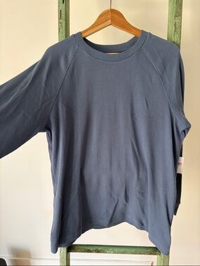 GAP Waffle Knit Long Sleeve Top - Slate Blue